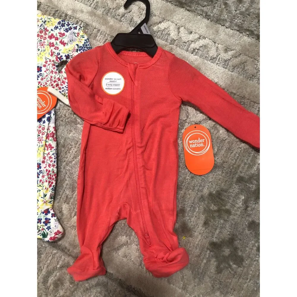 Girls Size Newborn New Onesie Pajama Zip Up Bundle